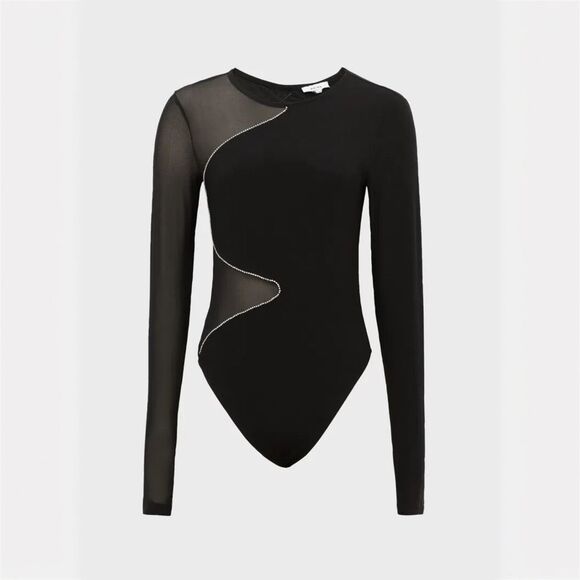 REISS Felicity Mesh Diamanté Detail Bodysuit - Picture 3 of 11